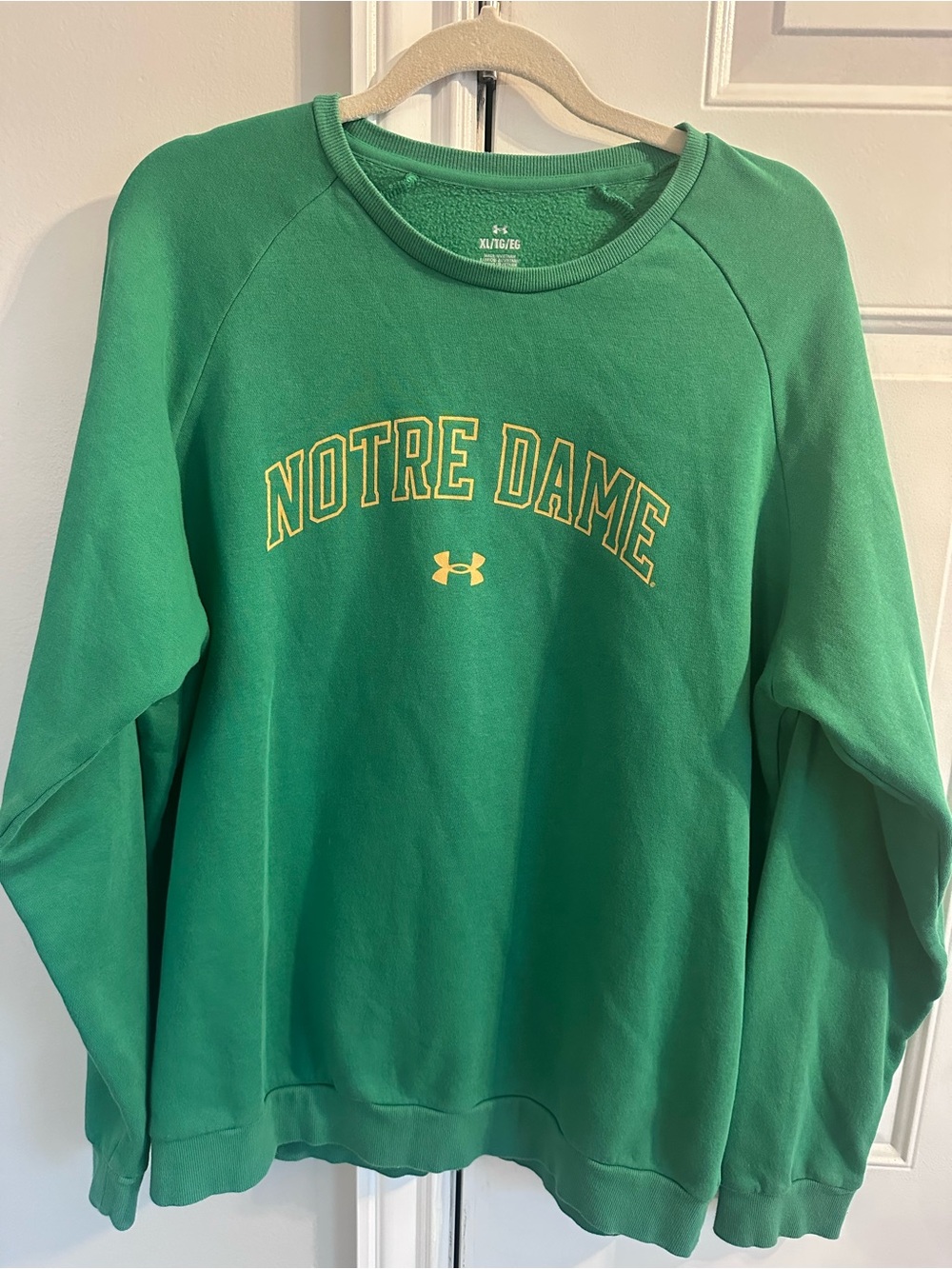 Under Armour Green Notre Dame Crewneck Sweatshirt with Yellow Logo